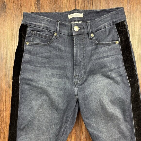 Good American Good Waist Skinny Jeans Velvet Stripe Dark Wash Women’s Size 8/29 - Picture 3 of 11